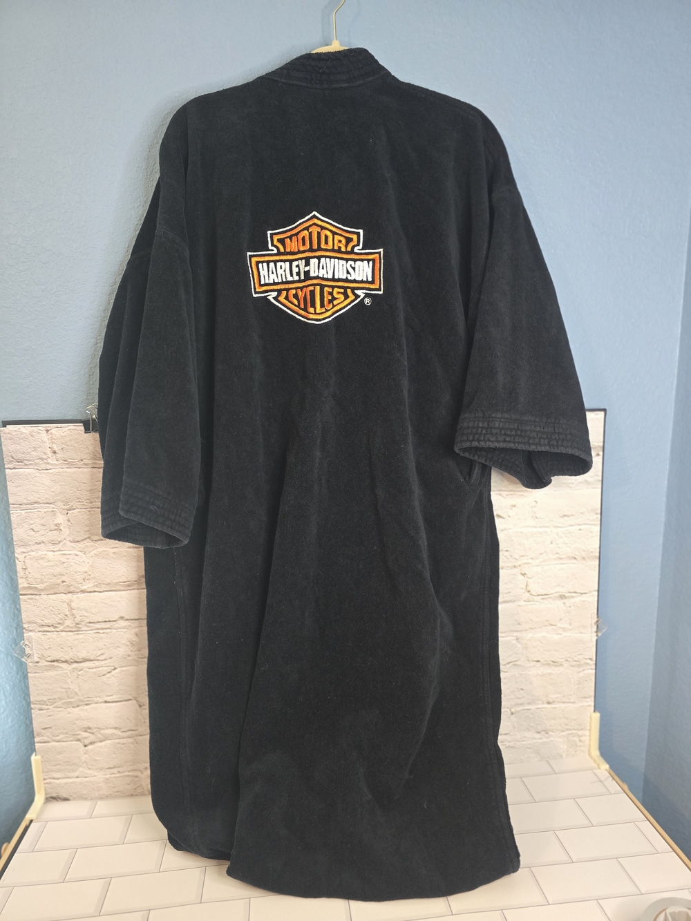 Harley-Davidson Black Men's Terry Cloth Robe with Logo
